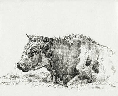 Dancing Rights Managed Images - Lying cow 1828 by Jean Bernard 1775 1883 Original from the Rijks Museum Digitally enhanced by rawpix Royalty-Free Image by Artistic Rifki