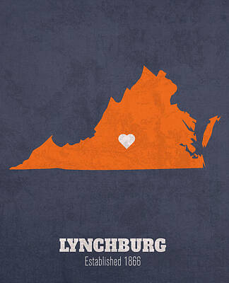 Colorful Abstract Animals - Lynchburg Virginia City Map Founded 1866 University of Virginia Color Palette by Design Turnpike