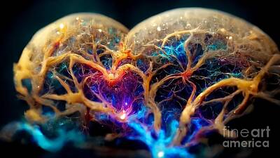 Whimsical Flowers - Macro concept of a brain connecting to pure love and intent v4 by Christopher Harnwell
