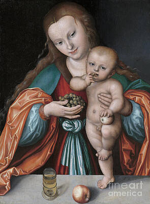 Cities Paintings - Madonna and Child - Lucas Cranach the Elder  by Sad Hill - Bizarre Los Angeles Archive