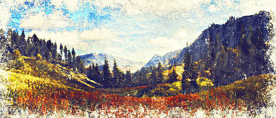 Abstract Landscape Paintings - Magical valley - 04 by AM FineArtPrints