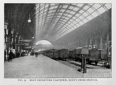 Landmarks Royalty-Free and Rights-Managed Images - Main Departure Platform, Kings Cross Station. by Historic Illustrations