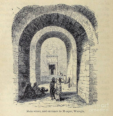 Mountain Drawings - Main Street and Entrance to Mosque, Waregla e1 by Historic illustrations