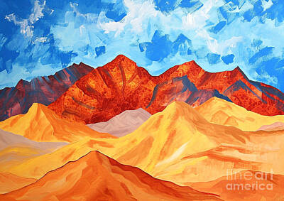Shark Art - Majestic Ridges Acrylic Artistry in a Desert Mountain Range by Rhys Jacobson