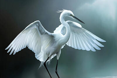 Animals Royalty-Free and Rights-Managed Images - Majestic White Egret by Athena Mckinzie