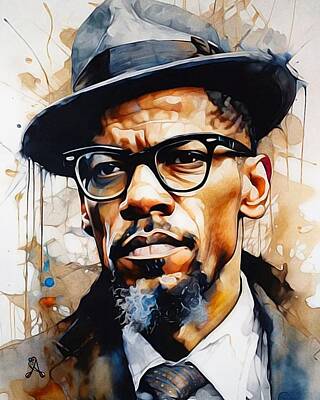 Celebrities Digital Art Royalty Free Images - Malcolm X Royalty-Free Image by Amanda Poe