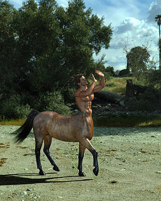 Digital Art Rights Managed Images - Male Centaur At A Forest Path 3 Royalty-Free Image by Barroa Artworks