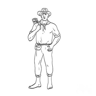 Comics Royalty-Free and Rights-Managed Images - Male Filipino Farmer Standing Front View Comics Style Drawing  by Aloysius Patrimonio