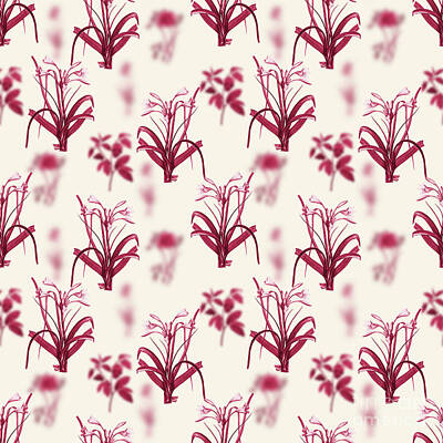 Lilies Mixed Media -  Malgas Lily Botanical Seamless Pattern in Viva Magenta n.0687 by Holy Rock Design