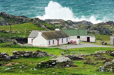 Vintage Pharmacy - Malin Head, Donegal. Atlantic storm waves beat the coast near the north tip of Ireland by David Lyons