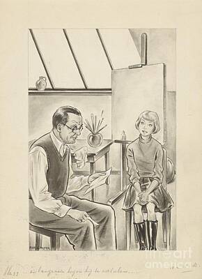 Fireworks - Man and girl in a painting studio, Miep de Feijter, in or before 1953 by Shop Ability