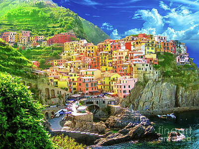 Mossy Lanscape - Manarola colorful village of Cinque Terre by Benny Marty