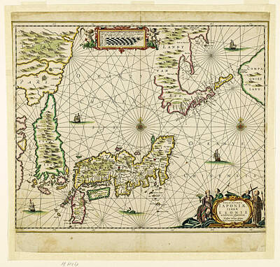 Thomas Moran Royalty Free Images - Map of Japan, Johannes Janssonius, c. 1658 Royalty-Free Image by Timeless Images Archive