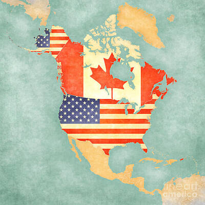 Lipstick Kiss - Map of North America - USA and Canada  by Martin Dolezal