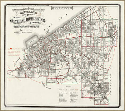 City Scenes Royalty-Free and Rights-Managed Images - Map of the City of Cleveland - 1882 by Dale Kincaid