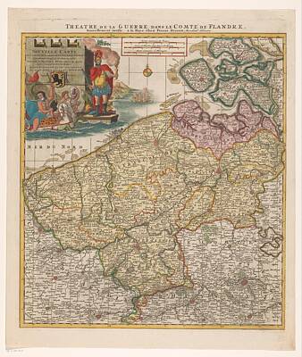 1-war Is Hell - Map of the county of Flanders, anonymous, 1706 - 1733 by Timeless Images Archive