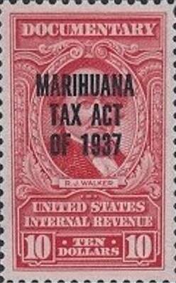 Portraits Rights Managed Images - Marihuana Tax Act Of 1937 Dime Stamp Royalty-Free Image by Rob Hans