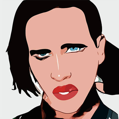 Celebrities Digital Art Royalty Free Images - Marilyn Manson Cartoon Portrait 2 Royalty-Free Image by Ahmad Nusyirwan