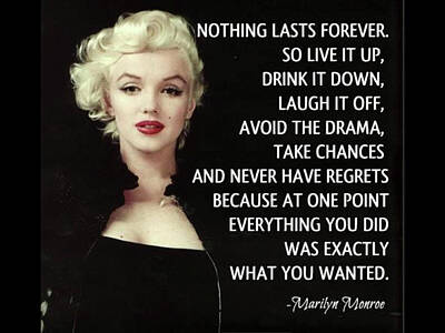 Actors Photos - Marilyn Monroe Quotes v1 by Robert Banach