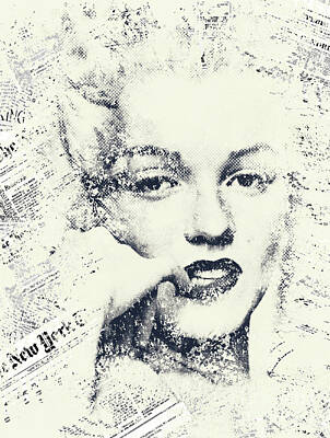 Actors Digital Art - Marilyn Monroe star Hollywood by Maria Prokopeva