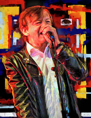 Musicians Mixed Media Rights Managed Images - Mark E Smith The Fall Royalty-Free Image by Mal Bray