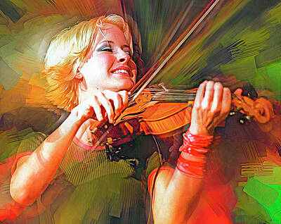 Musician Mixed Media Rights Managed Images - Martie Maguire The Chicks Royalty-Free Image by Mal Bray