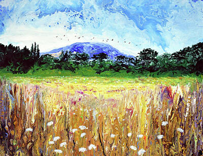 Impressionism Paintings - Marys Peak Over a Summer Meadow by Laura Iverson