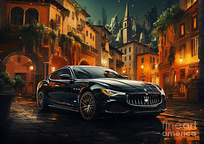 Fantasy Mixed Media - Maserati Ghibli fantasy concept by Destiney Sullivan