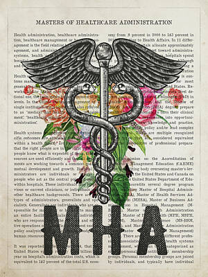 Moody Trees - Masters of Health Administration Gift, MHA with flowers Print, H by Aged Pixel