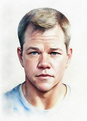 Actors Paintings - Matt Damon, Actor by Sarah Kirk