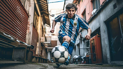 Athletes Royalty Free Images - Maximalist  famous  sports  athletes  maradona    Son  by Asar Studios Royalty-Free Image by Celestial Images