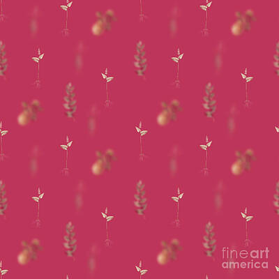 Food And Beverage Mixed Media Rights Managed Images - Mayanthemum Botanical Seamless Pattern in Viva Magenta n.0840 Royalty-Free Image by Holy Rock Design