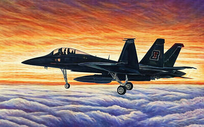 Birds Drawings Royalty Free Images - Mcdonnell Douglas F 15 Eagle Usaf Evening Sky F 15 In The Sky Combat Aircraft Royalty-Free Image by Lowell Harann