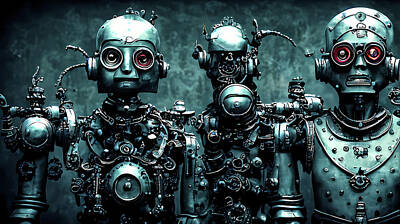 Steampunk Digital Art - Mechanicals Ronots by Bruce Young