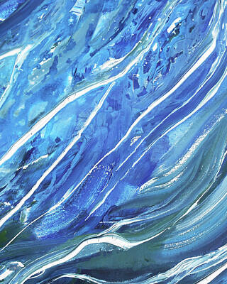 Landscapes Paintings - Meditate On The Wave Peaceful Contemporary Beach Art Sea And Ocean Blues Art II by Irina Sztukowski