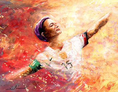 Recently Sold - Football Painting Royalty Free Images - Megan Rapinoe 02 Royalty-Free Image by Miki De Goodaboom