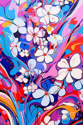Floral Digital Art - Memoriya - Forget Me Not by Sabantha