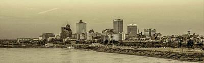 Lazy Cats - Memphis Panorama in Sepia by James C Richardson