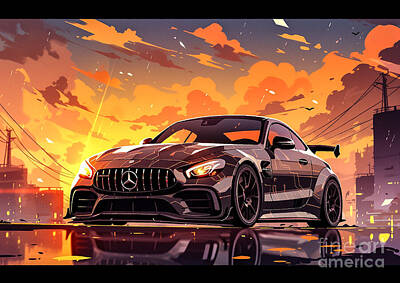 City Scenes Drawings - Mercedes W13 3 by Clark Leffler