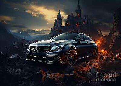 Mixed Media Royalty Free Images - MercedesAMG C63 fantasy concept Royalty-Free Image by Destiney Sullivan