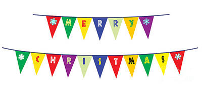 Kitchen Signs - Merry Christmas Flag Bunting by Bigalbaloo Stock