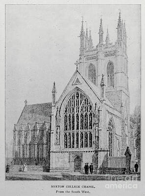 City Scenes Photos - MERTON COLLEGE CHAPEL. Fiom the South West. ac1 by Historic Illustrations