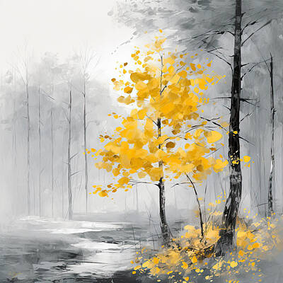 Impressionism Digital Art Rights Managed Images - Mesmerizing Yellow  Royalty-Free Image by Lourry Legarde