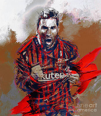 Football Paintings - Messi footballer  by Gull G