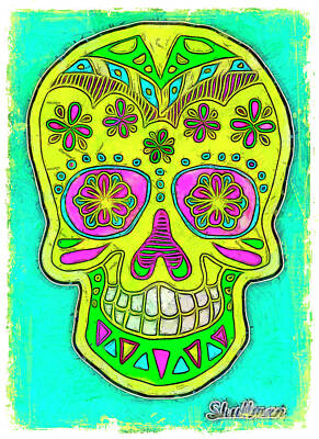 Sports Tees - Mexican Sugar Skull 9 by John Shepherd
