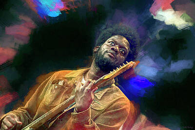 Musician Mixed Media Rights Managed Images - Michael Kiwanuka Royalty-Free Image by Mal Bray