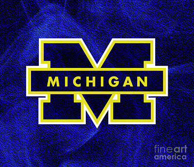 Football Rights Managed Images - Michigan Wolverines Blue Texture Royalty-Free Image by Lone Palm Studio