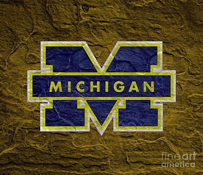 Recently Sold - Football Digital Art - Michigan Wolverines Golden Brown Rock Texture by Lone Palm Studio