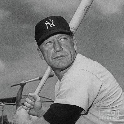 Baseball Royalty-Free and Rights-Managed Images - Mickey Mantle, Sports Star by Esoterica Art Agency