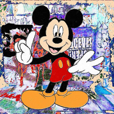 Comics Paintings - Mickey Mouse Pop Art Graffiti 1 by Tony Rubino